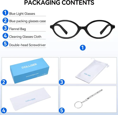 Vista 7 de Dollger Oval Blue Light Glasses for Women Men Fashion Retro 90s Small Frame Computer Glasses