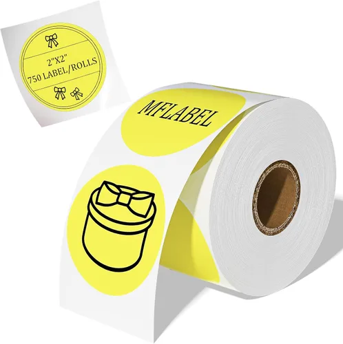 Vista 6 de MFLABEL 2" 750 Etiquetas Círculo Verde Etiquetas Térmicas Directas Adhesivas Pegatinas Rollo Compatible con Zebra, Rollo, MUNBYN, Etiquetas Térmicas