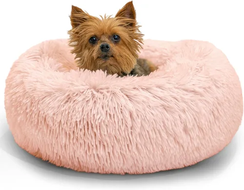 Vista 10 de Best Friends by Sheri - The Original Calming Donut - Cama calmante en forma de dona para perros y gatos - Pelo largo, azul bebé, M, 30 x 30 pulgadas