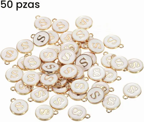 Vista 3 de MECCANIXITY Dije de Letras del Alfabeto de Doble Cara, para Hacer Collar, Pulsera, Pendientes, Joyería