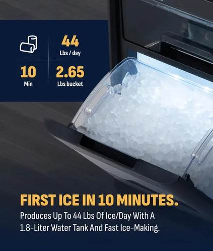 Vista 7 de Newair Nugget Máquina de Hielo para Encimera, 44 libras en 24 Horas Máquina de Hielo Nugget, Máquina de Hielo Autolimpiante en Acero Inoxidable
