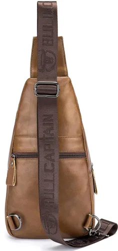 Vista 3 de Bolsos cruzados para hombre, bolso bandolera de cuero, mochilas casuales para el pecho, bolsa de hombro, mochilas de senderismo de viaje