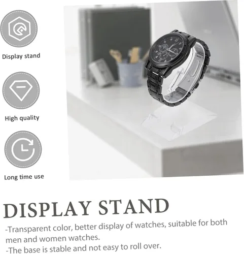 Vista 6 de Cabilock Soporte de plástico transparente para reloj, 2 piezas, vitrina de joyas de plástico, vitrina de reloj, relojes para hombre, soporte