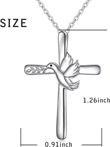 Vista 5 de Collar con colgante de cruz de plata de ley S925 para mujeres y niñas