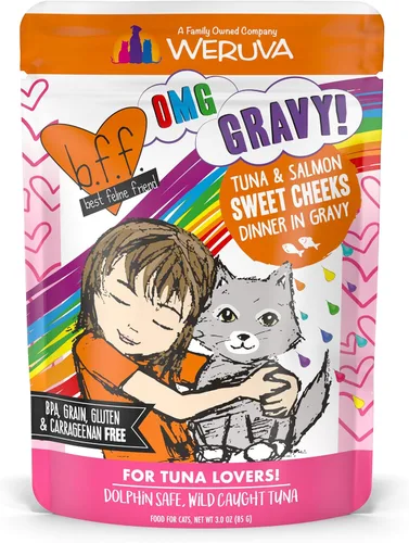 Vista 31 de Weruva B.F.F. OMG - Best Feline Friend Oh My Gravy!, Booya! - Alimento para gatos con carne de res y pollo en salsa, bolsa de 2.8 onzas