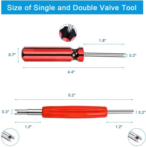 Vista 3 de Riseuvo 6 herramientas de extracción de vástago de válvula de neumático, removedor de núcleo de válvula de cabezal simple y doble, herramienta