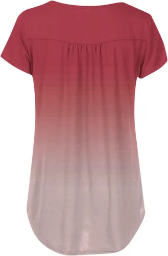 Vista 5 de Gradient Loose Fit Long Tee Shirts for Ladies Summer Fall Short Sleeve Crew Neck Pleated Tops Shirts Women 2024