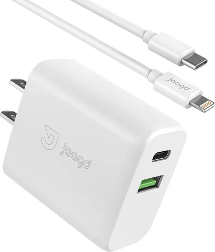 Vista 2 de Cargador de 20 W para iPhone y iPad, juego de cargador de pared dual USB C y USB con cable Lightning tipo C compatible con iPhone 14/13/13 Pro/13