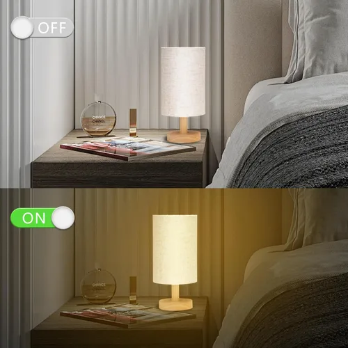 Vista 3 de Lámpara de mesa pequeña para dormitorio, lámparas de noche para mesitas de noche, lámpara de luz minimalista para mesita de noche, lámparas