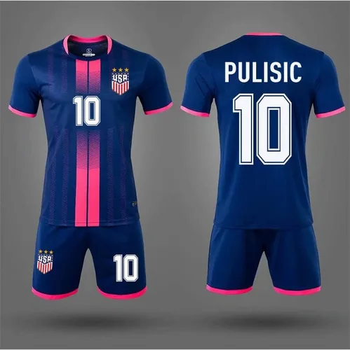 Vista 2 de Casmyd Camiseta de fútbol de EE. UU. + pantalones cortos para hombre, copa mundial #10 Puli'sic de fútbol americano, kit de camisetas para fanáticos