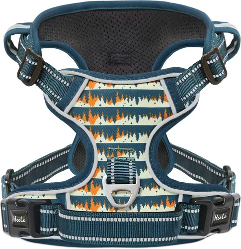 Vista 50 de HEELE Arnés para perro pequeño sin tirones con mango suave, arnés reflectante ajustable, color negro, XS Reflective Front Clip Vest with Control
