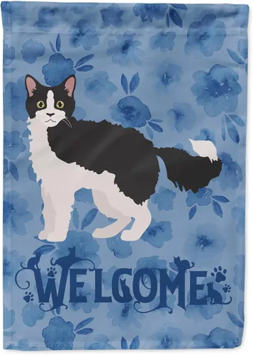 Vista 221 de Caroline's Treasures CK4813CHF - Bandera de bienvenida con gato abisinio azul, manga grande, para porche, para colgar en la pared, poliéster