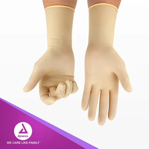 Vista 6 de Dynarex Guantes quirúrgicos de látex desechables estériles, sin polvo, empaquetados estérilmente en pares, uso médico y sanitario profesional