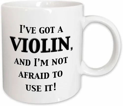 Vista 9 de 3dRose I've Got A Violin and I'M Not Afraid to Use It - Taza de 11 onzas, color negro