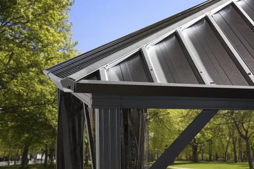 Vista 10 de Sojag Gazebo de techo rígido Dakota para exteriores de 8 x 8 pies