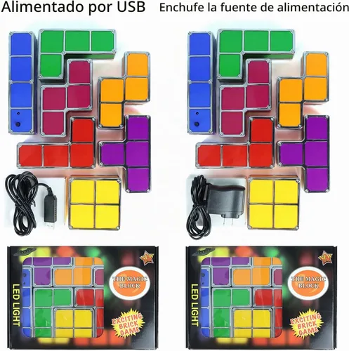 Vista 5 de VEEKI Lámpara de noche apilable, lámpara de escritorio LED 3D apilable de 7 colores con rompecabezas nocturnos, lámpara de inducción entrelazada