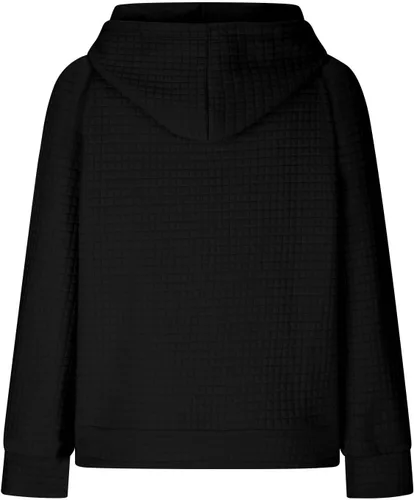 Vista 4 de Ceboyel Sudaderas con capucha de punto gofre para mujer, sudaderas con cordón de ajuste, suéteres casuales de moda, cómodos trajes de otoño
