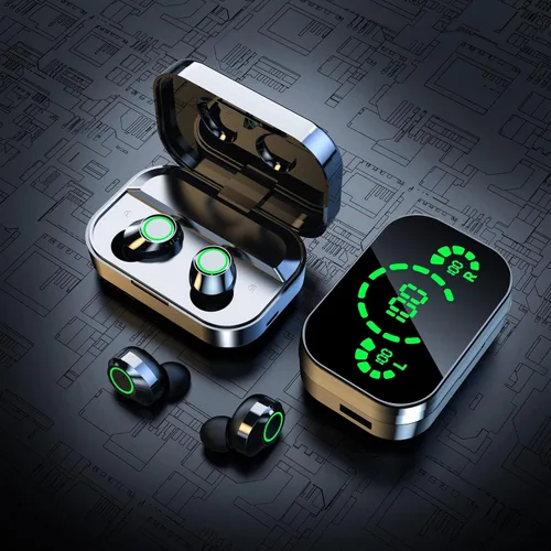 Vista 3 de TWS - Auriculares inalámbricos Bluetooth intrauditivos, impermeables, con dientes azules, auriculares inalámbricos para iPhone, teléfonos Android