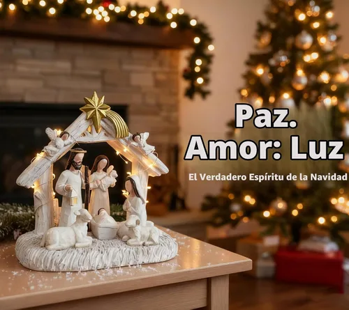 Vista 3 de Conjunto de Natividad para Interior – Escena de Nacimiento con Pesebre, Conjuntos y Figuras de Nacimiento de Navidad con Luces LED, Decoraciones