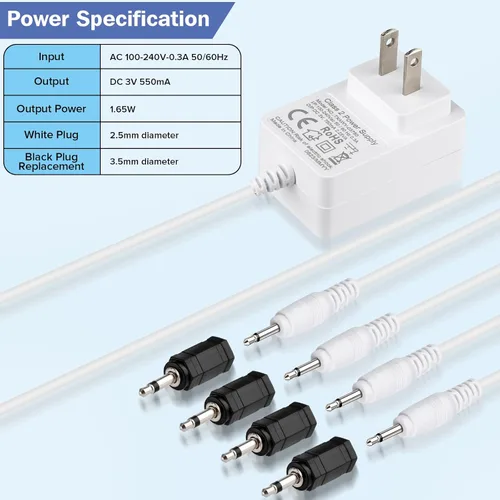 Vista 2 de LaWana Adaptador AC/DC compatible con Department 56 Village Accessories 5655026 56.55026 55026 3V Cable de alimentación para Departamento 56 Sistema