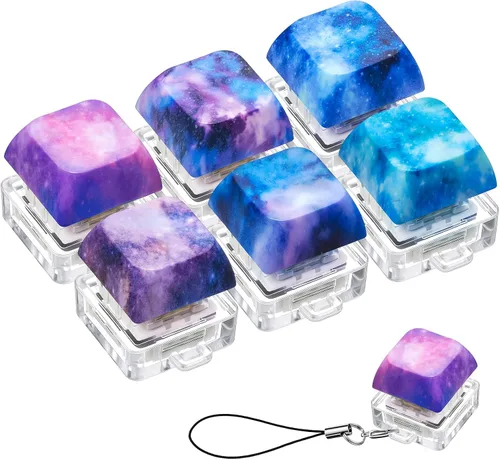 Vista 7 de Taiyin - 6 piezas de teclado, teclado clicker, llavero para la ansiedad con botón de descompresión, botón de clicker, juguetes para aliviar el Oscuro
