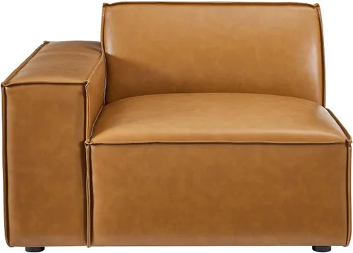 Vista 9 de Modway Restore - Sofá biplaza seccional de cuero vegano en color marrón