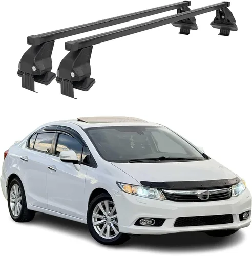 Vista 29 de Barras transversales de techo OMAC para Honda Civic Hatchback 1996-2000, con cierre, 49.9 kg, aluminio, negro, 2 piezas, se ajusta a portaequipajes