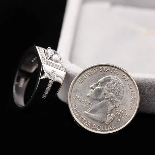 Vista 5 de Uloveido Anillo de boda cuadrado para hombre, con circonita cúbica, ajuste cómodo, chapado en oroplatinooro rosa, tamaño 6, 7, 8, 9 KR201, Metal