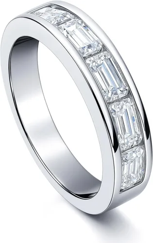 Vista 11 de BERRICLE Sterling Silver CZ Rings Stackable Half Eternity Band Ring for Women, Channel Set Cubic Zirconia - Cushion, Emerald, Princess Cut