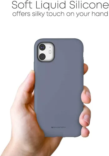 Vista 3 de GOOSPERY Funda de silicona líquida para Apple iPhone 11 (6.1 pulgadas), funda protectora de goma con forro de microfibra suave (gris lavanda)