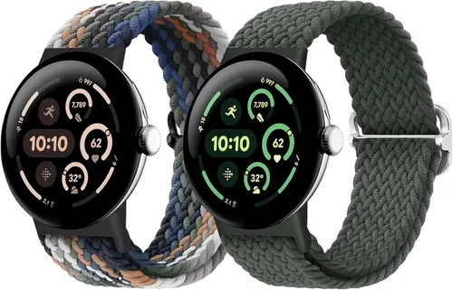 Vista 14 de Correas trenzadas Solo Loop compatibles con Google Pixel Watch 4, 3, 2, 1 de 1.61 pulgadas/1.77 pulgadas, correas elásticas ajustables de nailon