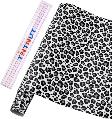 Vista 9 de Tintnut Rollo de Vinilo Permanente de Guepardo - 12" x 5 pies, Rollo de Vinilo Adhesivo con Patrón de Leopardo, Estampados de Animales en Blanco