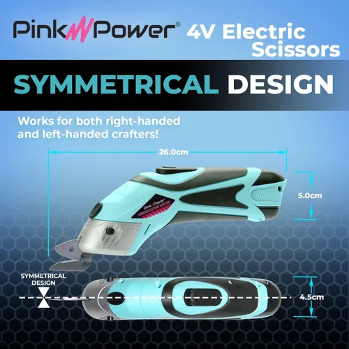 Vista 3 de Pink Power Tijeras eléctricas de tela para manualidades, costura, cartón y alfombras, herramienta de corte profesional resistente, tijeras Aqua