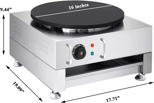 Vista 3 de Fabricante eléctrico del crepe plancha grande de los crepes de la máquina de la torta de 16 pulgadas con el esparcidor de madera y la espátula