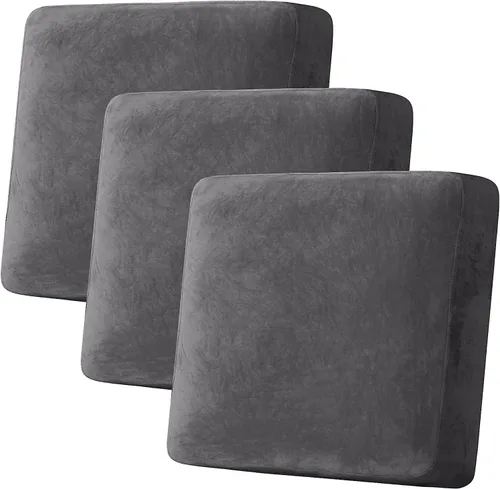 Vista 11 de ADPON Funda de cojín elástica de terciopelo para sofá, funda de cojín de felpa para silla, sofá biplaza o sofá, protector de muebles, cojín de Gris