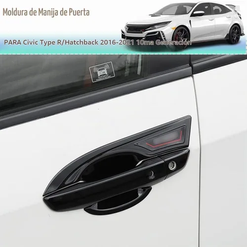 Vista 2 de Accesorios exteriores personalizados para Honda Civic Hatchback/Type R 2016 2017 2018 2019 2020 2021 ABS manija de puerta cubierta de tazón