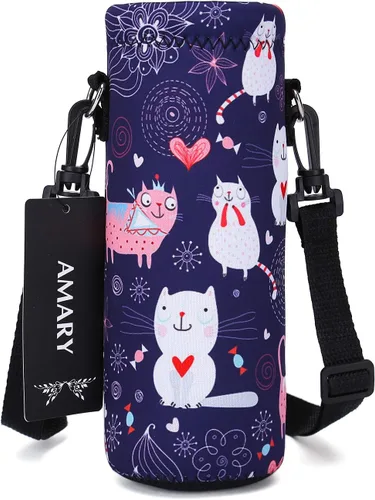 Vista 18 de AMARY Bolsa de neopreno para botella de agua de 25.4 fl oz con correa ajustable para el hombro, cubierta aislada para botellas de acero
