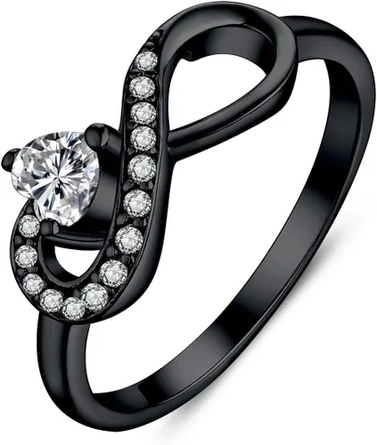 Vista 21 de Anillo Jo Wisdomo de compromiso. de plata esterlina, con corazón e infinito, anillo de amistad, para ella