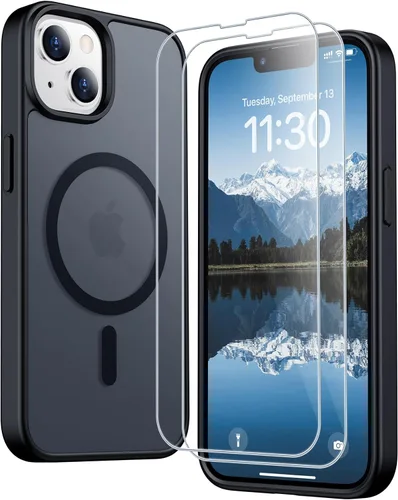 Vista 23 de SPIDERCASE Funda magnética translúcida diseñada para iPhone 11, con 2 protectores de pantalla de vidrio templado, antihuellas, para iPhone 11 de 6.1