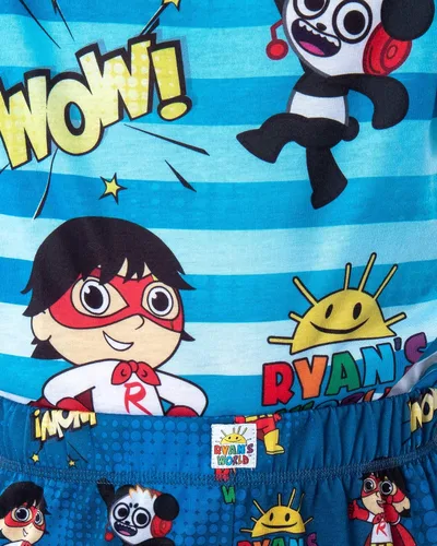 Vista 3 de Komar Kids Ryans World Boys Wow Ryan and Combo Panda Shirt Pants and Shorts 3 Piece Pajama Set