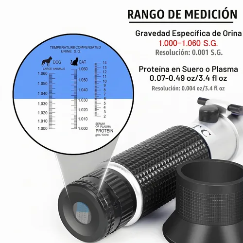Vista 3 de V·RESOURCING Refractómetro para perros y gatos, gravedad específica de orina de mascotas (1.000 ~ 1.060) Refractómetro clínico con suero o prueba