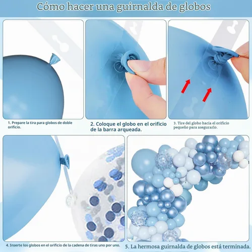 Vista 3 de Kit de guirnalda de arco de globos azules, 155 piezas de globos de confeti azul pastel metálicos de macaron para decoración de fiestas temáticas