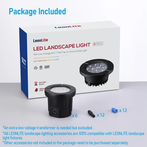 Vista 9 de LEONLITE Dia. 4 Pulgadas Luces de Pozo LED Empotradas en Suelo 5CCT para Paisajismo, 5 Temperaturas de Color Seleccionables, 12-24V AC/DC CRI90 Bajo