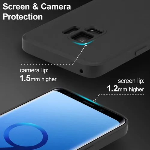 Vista 3 de UEEBAI Funda para Samsung Galaxy S9, funda delgada de silicona líquida a prueba de golpes, protección de cuerpo completo, con microfibra