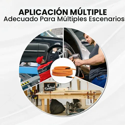 Vista 7 de Giraffe Tools Manguera de aire híbrida de entrada, 3/8 pulgadas x 6 pies, conexiones MNPT de 1/4 pulgadas, 300 PSI resistente, manguera de compresor