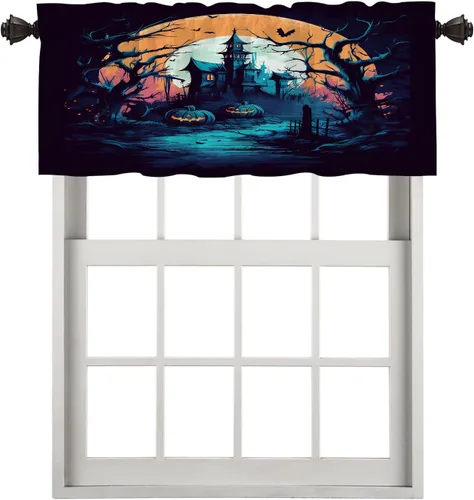 Vista 51 de Cortinas opacas de poliéster multicapa marrón con diseño de bosque natural, 2 unidades, 26 x 24 pulgadas