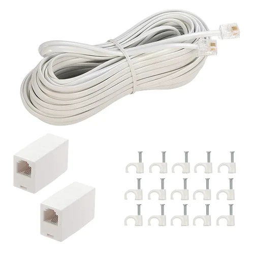 Vista 13 de Cable de extensión para teléfono fijo con enchufe estándar RJ-11 6P4C (3 pies-paquete de 3, negro)