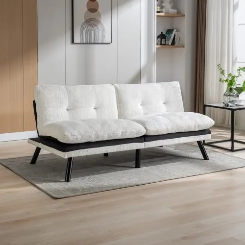 Vista 14 de anwickjeff Sofá cama futón, sofá convertible moderno, sofá biplaza plegable, sofás de futón transpirables para espacios pequeños compactos
