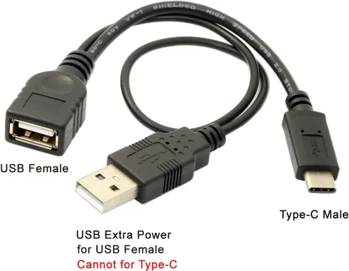 Vista 5 de cablecc USB-C Tipo-C USB 3.1 a USB 2.0 Cable de datos OTG hembra con alimentación para teléfono celular Pro