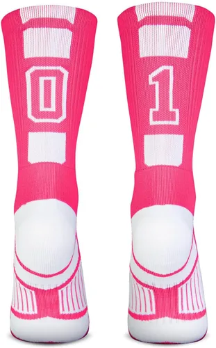 Vista 52 de ChalkTalkSPORTS Calcetines de equipo personalizados - Calcetines con números rosados Elige tu número